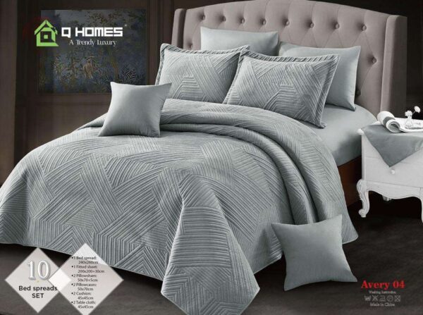 Super King Velvet Bed Spread 10 Pcs Set