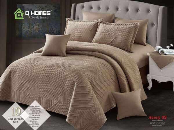 Super King Velvet Bed Spread 10 Pcs Set