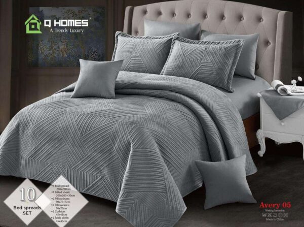 Super King Velvet Bed Spread 10 Pcs Set