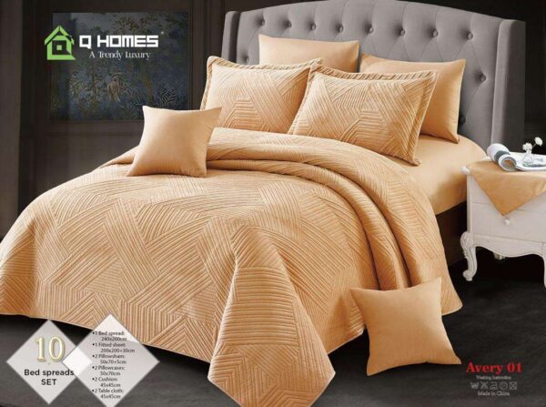 Super King Velvet Bed Spread 10 Pcs Set