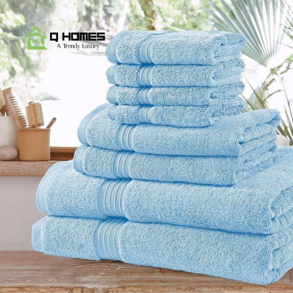 Cotton Pakistan Towels-Sky Blue - Image 2