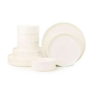 Stoneware Dinner Set – 12 Pieces (Ivory White)
